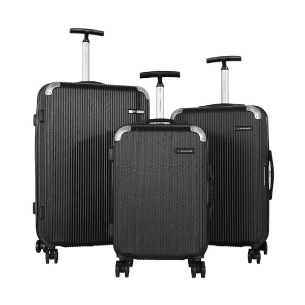 Zestaw 3 czarnych walizek na kółkach Travel World