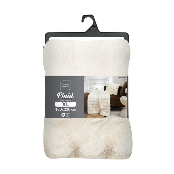 Kremowy koc z mikropluszu 180x220 cm Mounty – douceur d'intérieur-image-4
