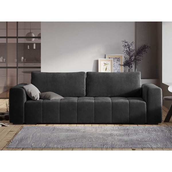 Ciemnoszara aksamitna rozkładana sofa Milo Casa Luca-image-1