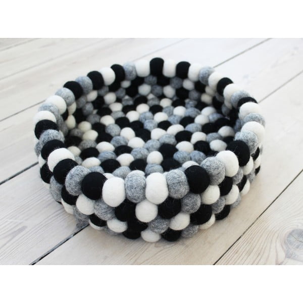 Czarno-biały wełniany koszyk kulkowy Wooldot Ball Basket, ⌀ 28 cm