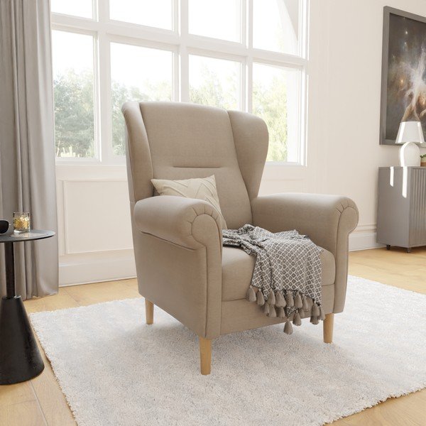 Jasnobrązowy fotel typu uszak Swan – Ropez-image-3