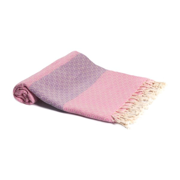 Różowy ręcznik kąpielowy tkany ręcznie Ivy's Deniz, 95x180 cm