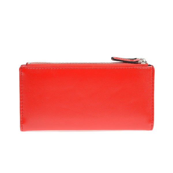 Czerwony portfel z ekoskóry Carla Ferreri, 10.5x19 cm
