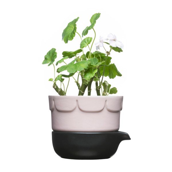 Porcelanowa doniczka Sagaform z miską do podlewania Sagaform