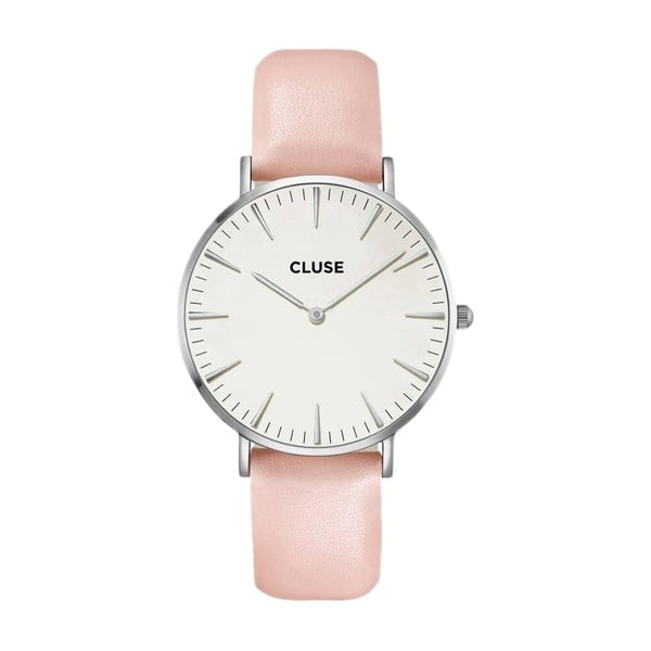Damski zegarek z różowym skórzanym paskiem Cluse La Bohéme