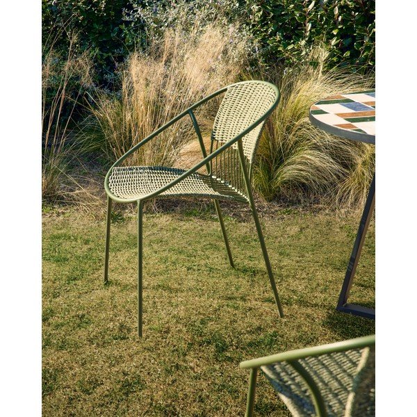 Ciemnozielone krzesło ogrodowe Atrani – Kave Home-image-3