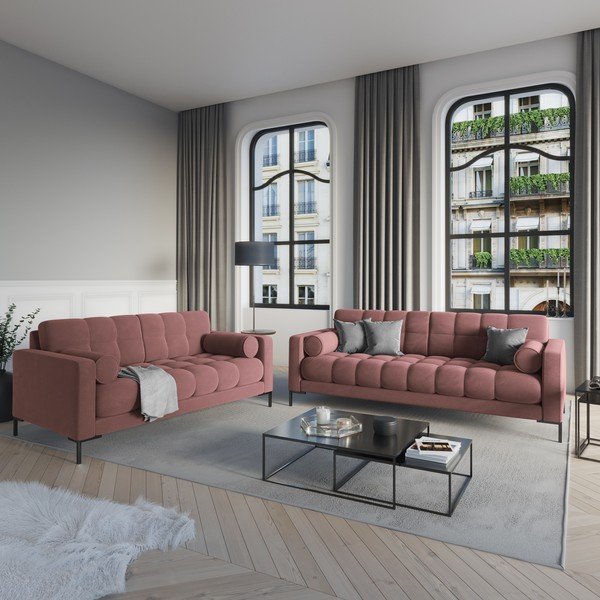 Różowa aksamitna sofa Cosmopolitan Design Bali-image-1