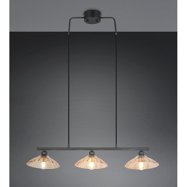 Czarna/w bursztynowym kolorze metalowa lampa wisząca ze szklanym kloszem Eluna – Reality-image-1