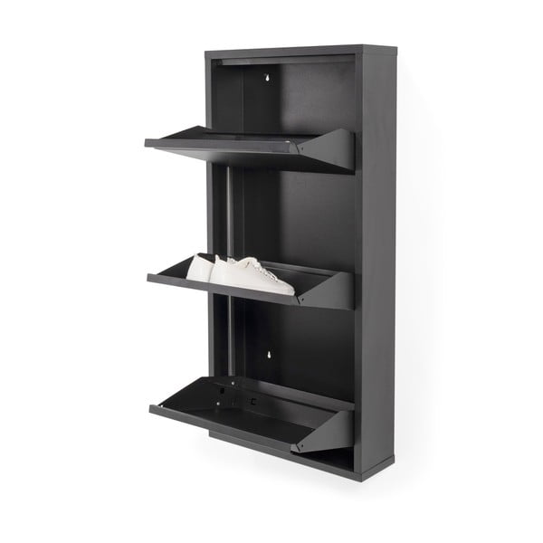 Czarna metalowa uchylna szafka na buty 50x103x15 cm Billy – Spinder Design-image-2