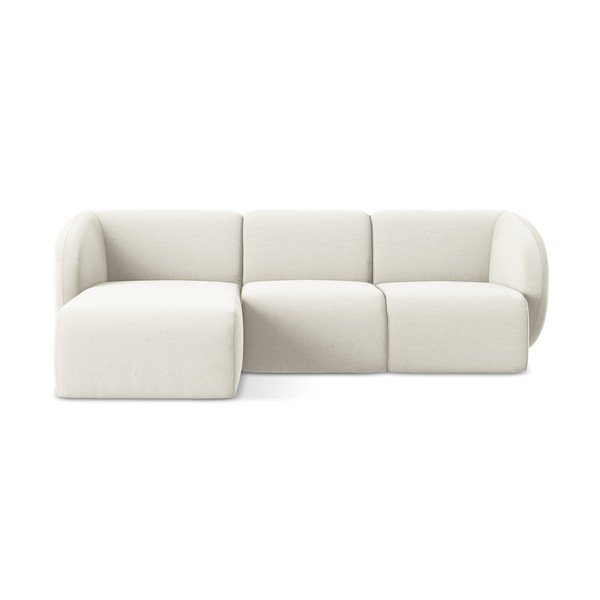 Beżowy aksamitny narożnik (lewostronny/z szezlongiem) Lani – Makamii