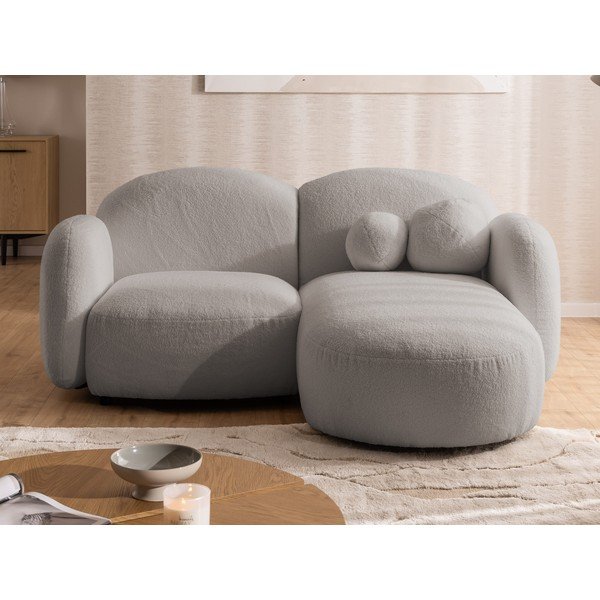 Szary narożnik z materiału bouclé (prawostronny/z szezlongiem) Orbit – Ropez-image-1