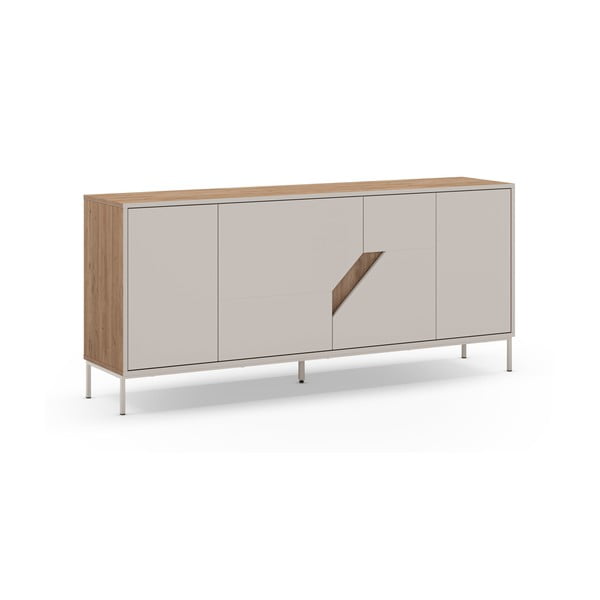 Kremowo-naturalna komoda w dekorze dębu 180x80x40 cm Lilou – Marckeric-image-2