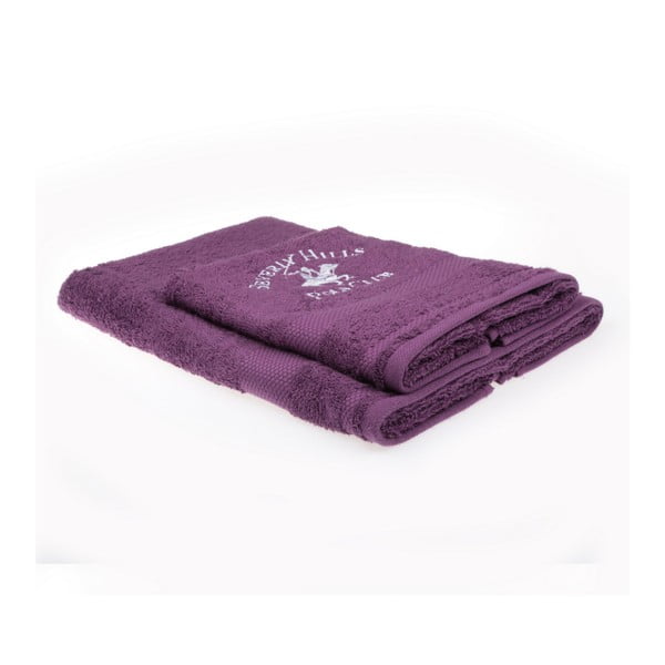 Zestaw 2 fioletowych ręczników Beverly Hills Polo Club Tommy Orj