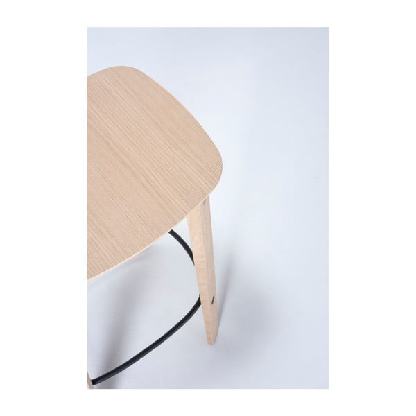 Hoker z litego drewna dębowego w naturalnym kolorze (wysokość siedziska 65 cm) Nora – Gazzda-image-4