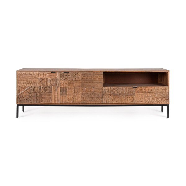 Szafka pod TV z litego drewna mango w naturalnym kolorze 180x55x42 cm Kindia – Bizzotto