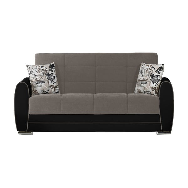 Ciemnoszaro-czarna dwuosobowa sofa rozkładana ze schowkiem Esidra Rest