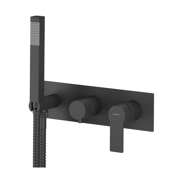 Bateria prysznicowa podtynkowa w kolorze matowej czerni (2 otwory) Pax – Sapho-image-2