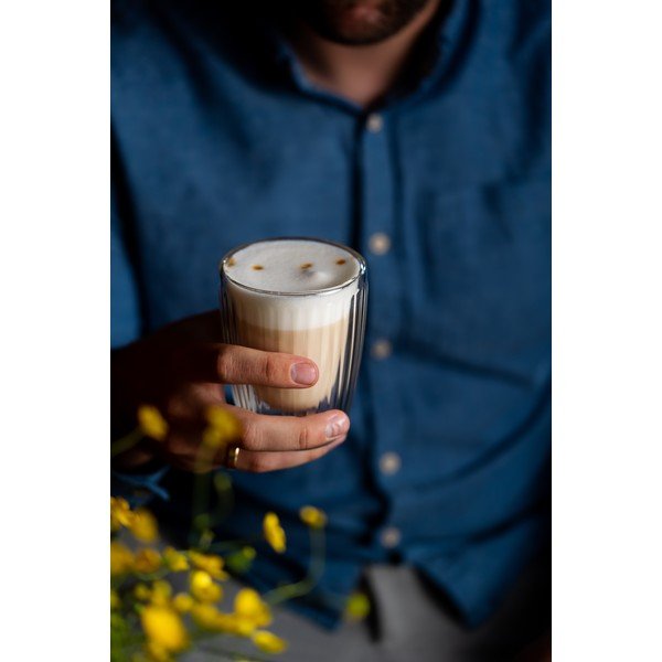 Szklane kubki zestaw 2 szt. do cappuccino 250 ml Livio Duo – Vialli Design-image-2