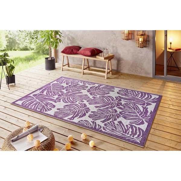 Fioletowo-beżowy dywan zewnętrzny NORTHRUGS Monstera, 160x230 cm-image-1