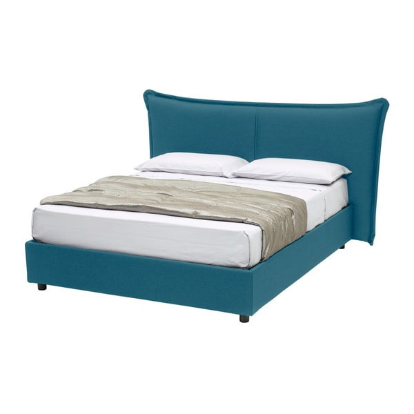 Niebieskie łóżko dwuosobowe ze schowkiem 13Casa Dumbo, 160x190 cm