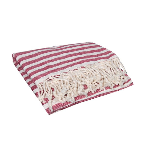 Ręcznik kąpielowy hammam Akasya Red, 90x190 cm