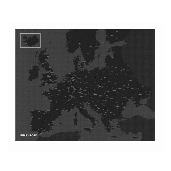 Czarna mapa ścienna Europy Palomar Pin World, 100x80 cm-image-1