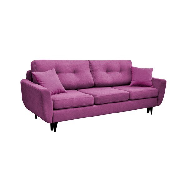 Fioletowa 3-osobowa sofa rozkładana z czarnymi nogami Mazzini Sofas Jasmin-image-3