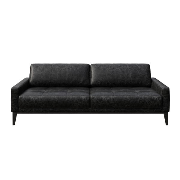 Czarna sofa skórzana MESONICA Musso Tufted, 210 cm