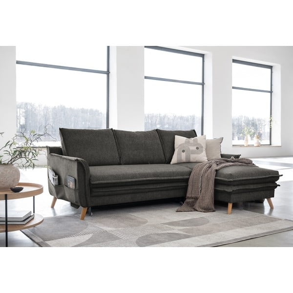 Ciemnoszary rozkładany narożnik (prawostronny) Charming Charlie – Miuform-image-3