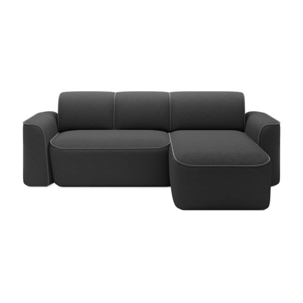 Ciemnoszary narożnik z materiału bouclé (prawostronny/z szezlongiem) Ume – ELTAP