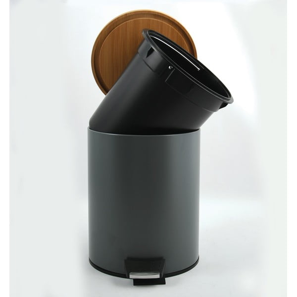 Ciemnoszary stalowy kosz na śmieci z pedałem 3 l   Adonis – Spirella-image-2