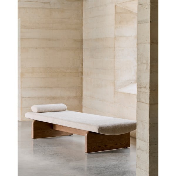 Beżowo-ciemnonaturalny szezlong z tkaniny szenilowej (strona zmienna) Topaz – Kave Home-image-1