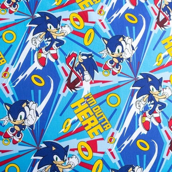 Niebieska bawełniana pościel dziecięca jednoosobowa 140x200 cm Sonic "Let´s go" – Jerry Fabrics-image-4