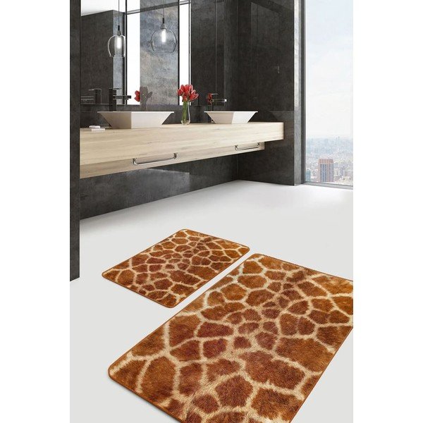 Brązowe aksamitne dywaniki łazienkowe zestaw 2 szt. 60x100 cm – Mila Home-image-2