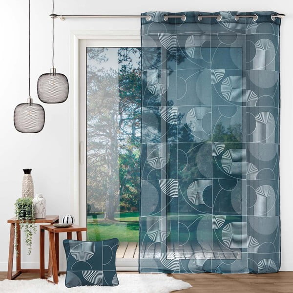 Ciemnoniebieska firanka z woalu 140x280 cm Esquisse – douceur d'intérieur-image-2