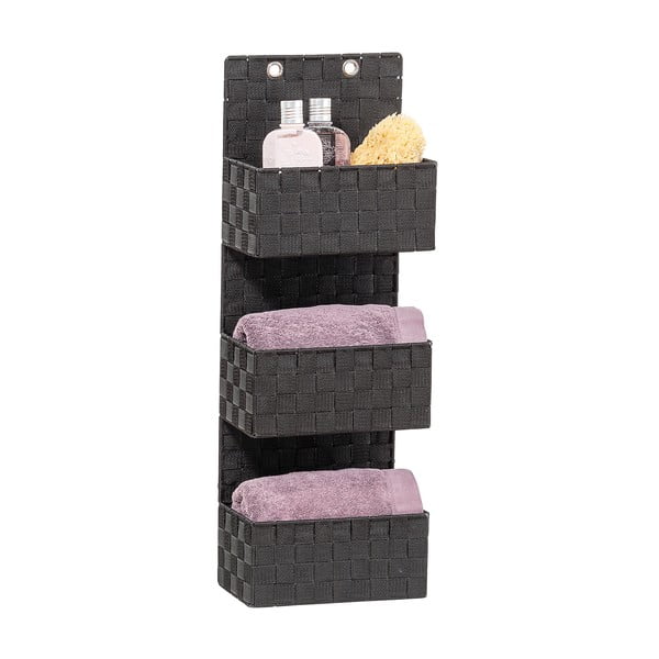 Czarny organizer wiszący z 3 półeczkami Wenko Adria-image-1