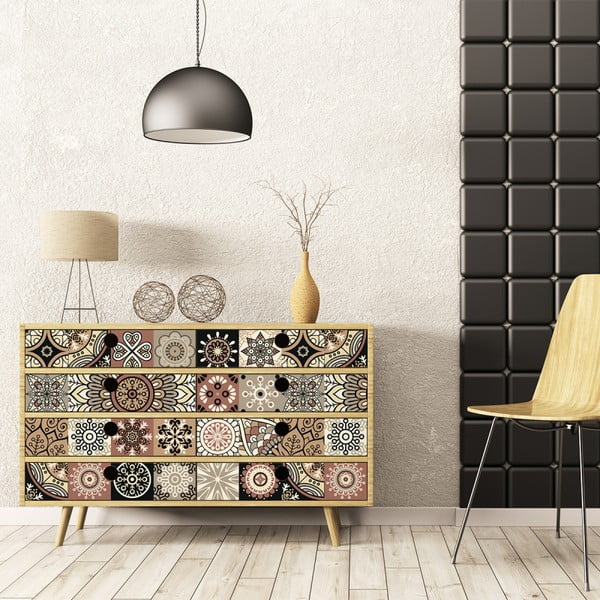 Zestaw 30 naklejek na meble Ambiance Tiles Stickers For Furniture Cineloto Mento, 15x15 cm