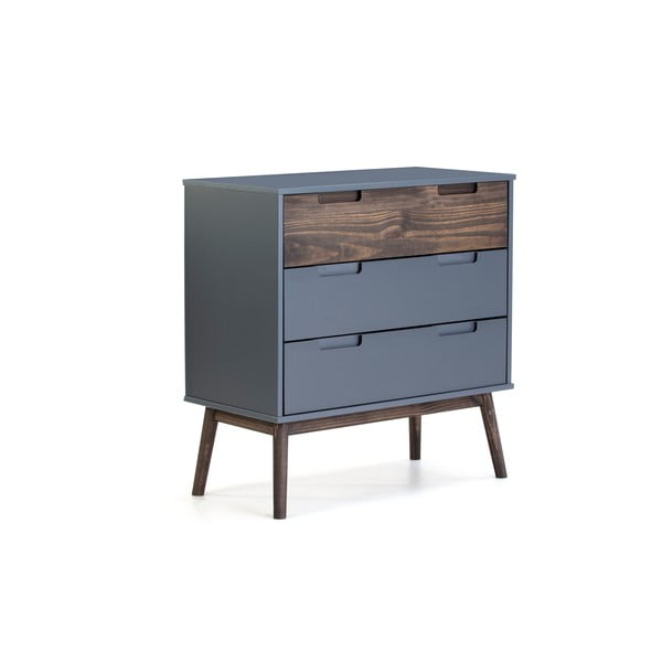 Antracytowa/ciemnobrązowa wysoka komoda z litego drewna sosnowego 80x82 cm Nussa – Marckeric-image-2