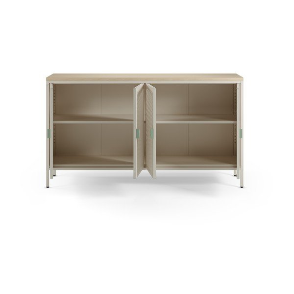 Kremowa/w naturalnym kolorze metalowa szafka 160x90x40 cm Sayla – Marckeric-image-2