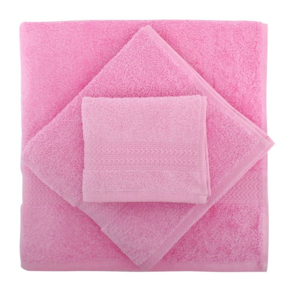 Komplet 3 różowych ręczników Rainbow