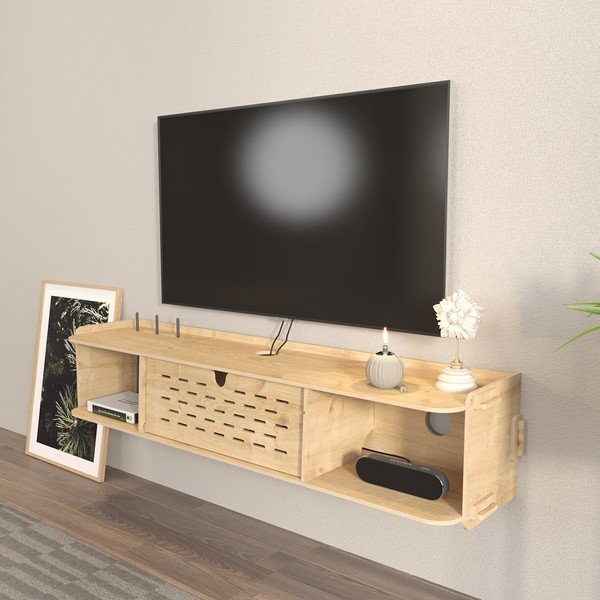 Szafka pod TV w dekorze dębu 116,5x19,5 cm Sima – Kalune Design-image-4