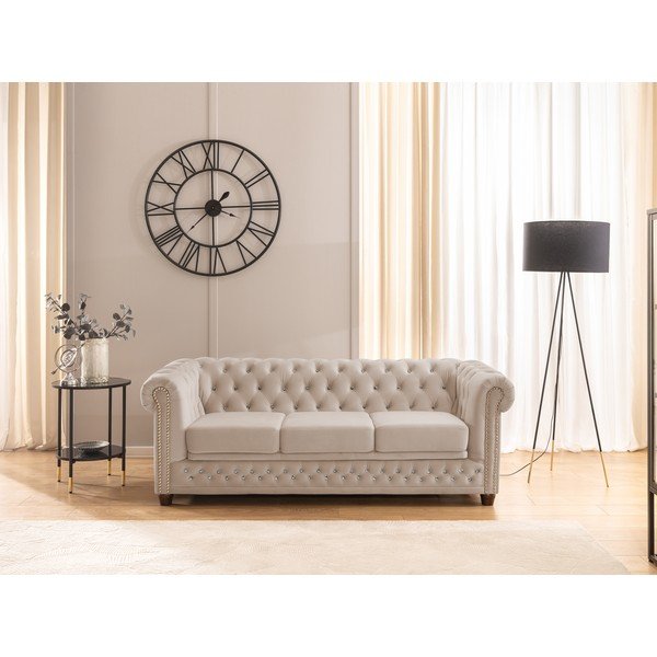 Beżowa aksamitna rozkładana sofa 203 cm York Blik – Ropez-image-1