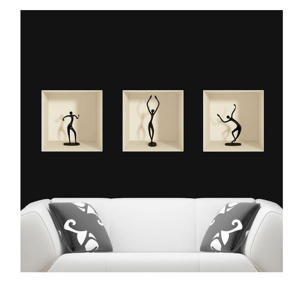 Zestaw 3 naklejek na ścianę 3D Ambiance Dancing Figures