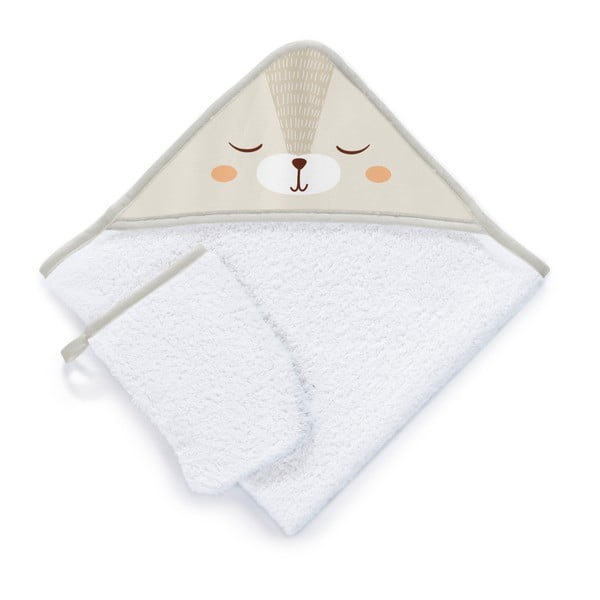 Zestaw ręcznika kąpielowego z kapturem i rękawicy kąpielowej Tanuki Mouse, 75x75 cm