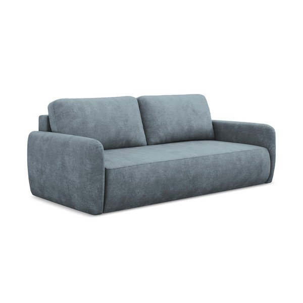 Szaroniebieska rozkładana sofa z tkaniny szenilowej ze schowkiem 218 cm Lilo – Makamii-image-1