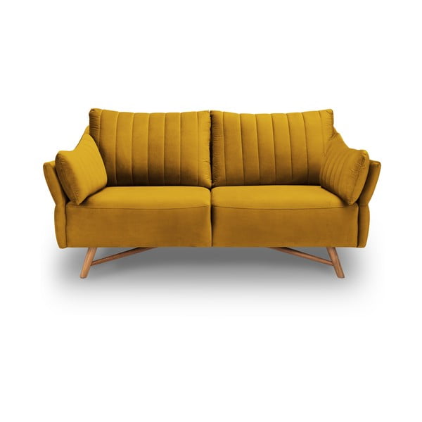 Żółta sofa z aksamitnym obiciem Interieurs 86 Elysée, 174 cm