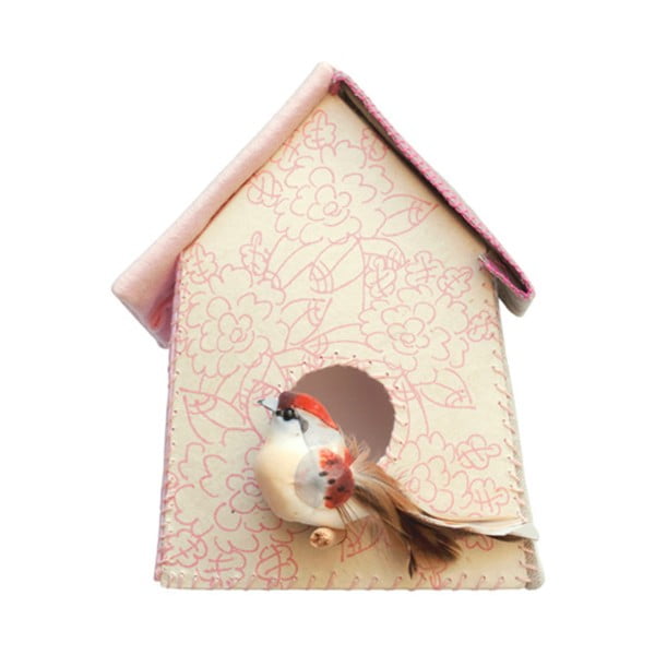 Różowa naklejka Studio Ditte Birdhouse, 13 x 16 cm
