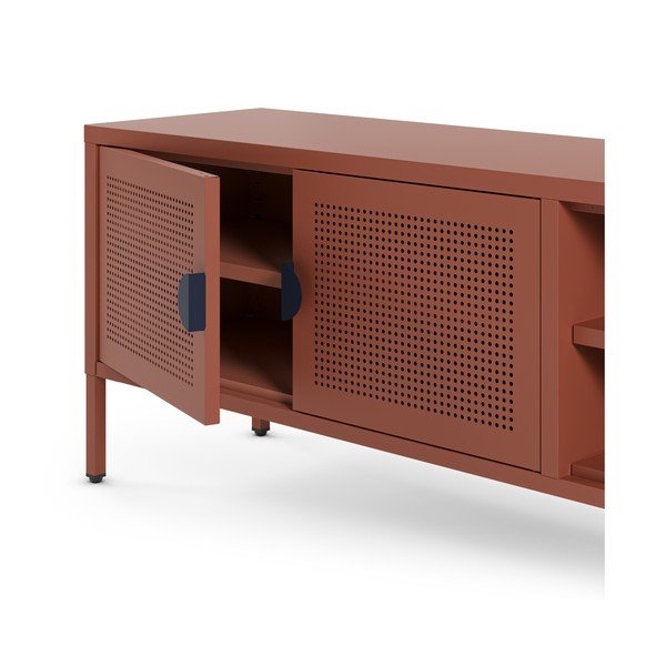 Metalowa szafka pod TV w kolorze terakoty 160x50x35 cm Sayla – Marckeric-image-2