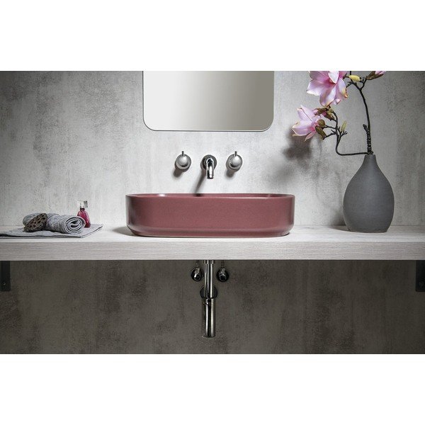 Bordowa umywalka ceramiczna Sapho Infinity Oval, 55x36 cm-image-3