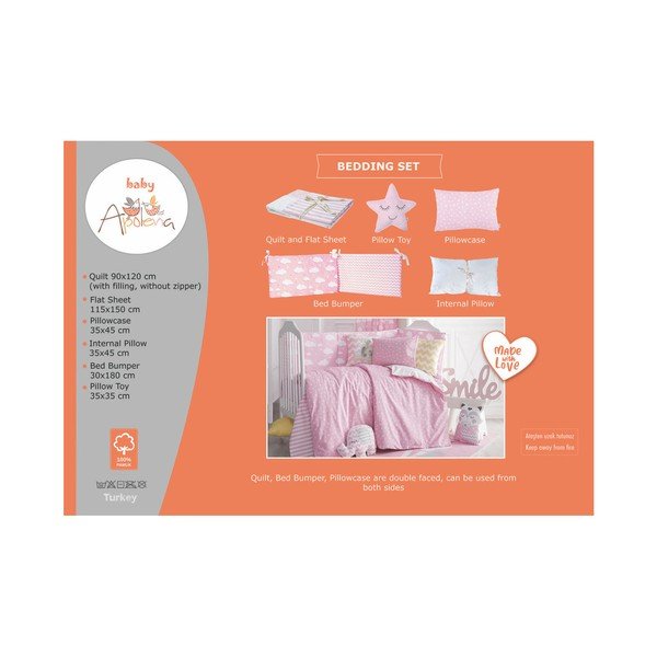 Różowa bawełniana jednoosobowa pościel dziecięca z prześcieradłem Mike & Co. NEW YORK Carino, 90x120 cm-image-3